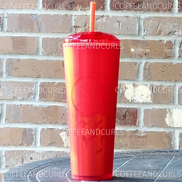 Starbucks Soft Touch Red Hearts Kaleidoscope Cold Cup Tumbler 24oz NWT - Picture 2 of 8